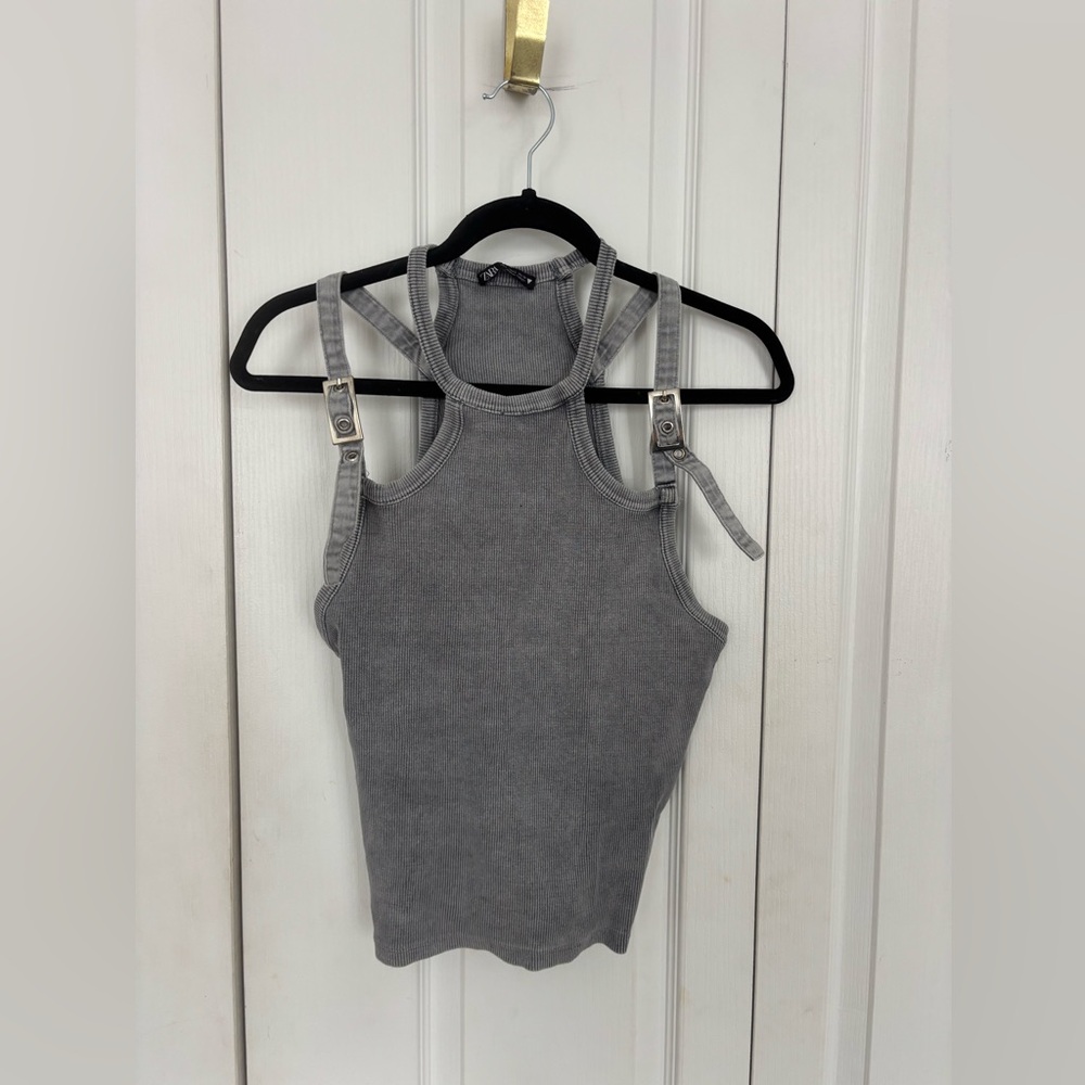 Gray Zara Y2k inspired Ribbed Women's Top